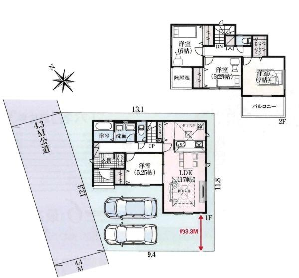 岡崎市赤渋町4期　全1棟・1号棟の間取り