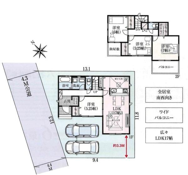 岡崎市赤渋町4期　全1棟・1号棟の区画図