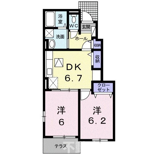 アイアン　フラットⅠの間取り