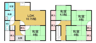 【間取り】 | 大和高田市東中2丁目テラスハウス