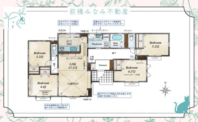 【新築平屋】前橋市上佐鳥町　限定１棟　ブルーミングガーデン　新築建売の間取り