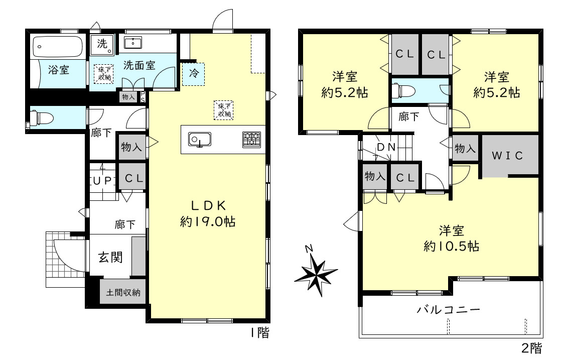 明石市魚住町中尾新築戸建１号棟の間取り