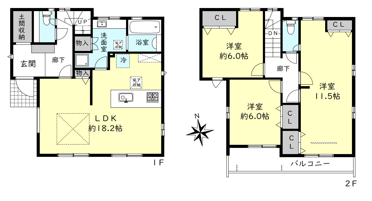 明石市魚住町中尾新築戸建２号棟の間取り