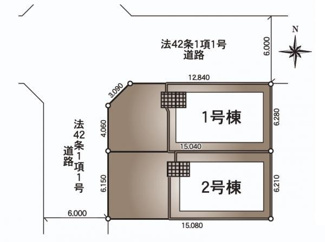 【区画図】 | 綾瀬市小園南2丁目  2号棟 第4 | 2号棟　西側約6.0ｍ公道　駐車1台（車種によります）　敷地面積28.1坪
