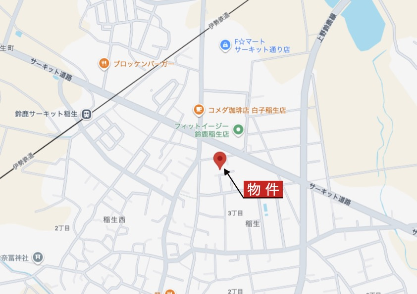鈴鹿市稲生3丁目の地図|広域Map
