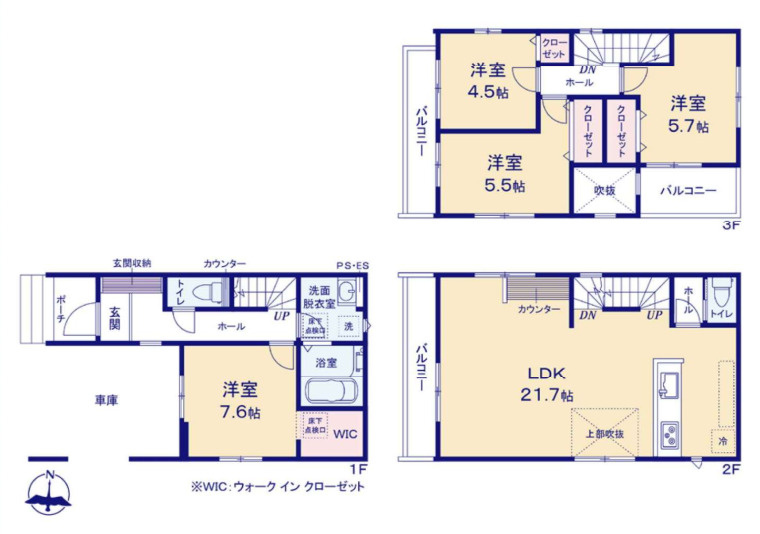 所沢市南住吉１期　全２棟　新築戸建て　リガーレの間取り