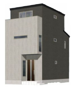 新築戸建　（川崎区藤崎2丁目）の外観パース|新築戸建　京急大師線「鈴木町」駅徒歩14分　3LDK　土地面積43.59㎡　複層ガラス　キッチンには食洗器・浄水器　浴室乾燥機　温水洗浄便座等充実の設備　安心のモニター付きインターホン　2階LDK