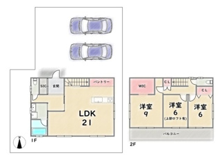 【参考プラン】 | 西京区下津林大般若町　建築条件付 | 《参考プラン》建物価格：2500万円　延床面積：105.30平米（1F:56.70平米　2F:48.60平米）　地盤改良、外構、設計費別途