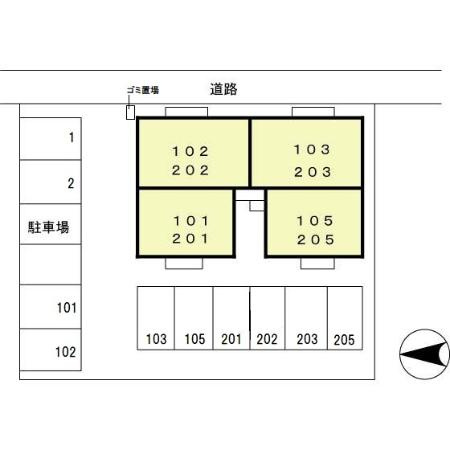 ウィルモア八柳201の区画図