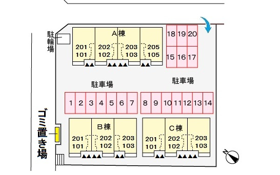 カーサフィオーレ Aの区画図