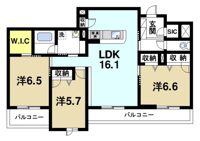 エンド　ベンジャミンの間取り|3LDKの間取りです