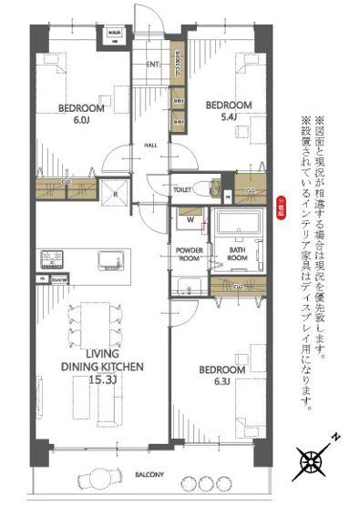【間取り】 | アンピール比恵南 | 南東向きのバルコニーからはリビング・寝室共に心地よい光が入ってきます。風通しの良さは洗濯物にも嬉しいですね◎