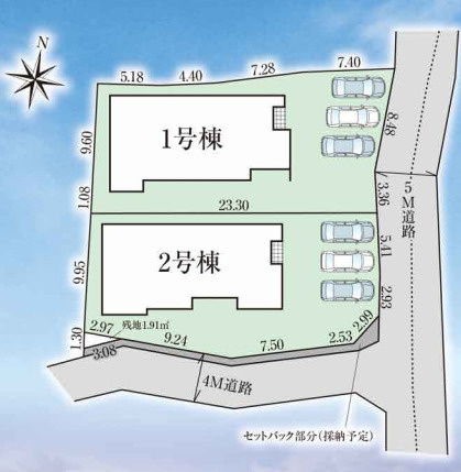 狭山市下奥富4期　新築平屋戸建て　全2棟　2号棟　グラファーレの区画図