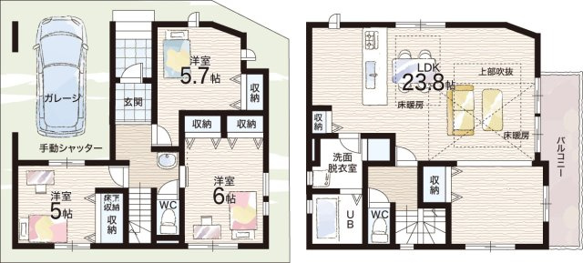 豊中市上野東　第2期　新築一戸建ての間取り