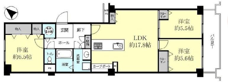 コープ野村須磨離宮前Bの間取り