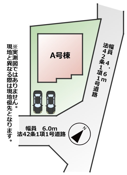 ハートフルタウン宇都宮市御幸ケ原103番の区画図|敷地面積：135.07㎡　接道：南東側6.0ｍ(公道)、北東側4.6ｍ(公道)