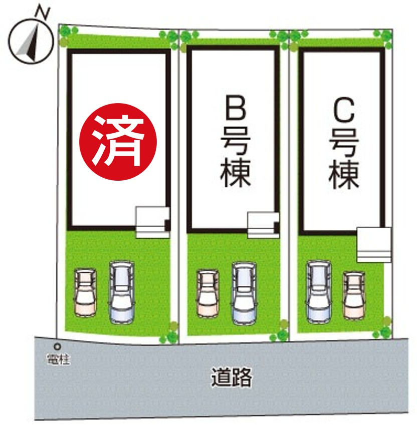♦東大阪市西上小阪　新築一戸建ての区画図|全3区画