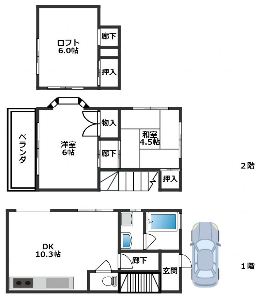 泉町貸家の間取り