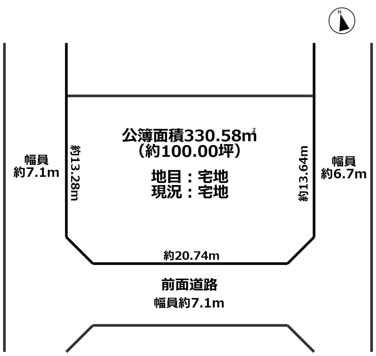 高島市鴨100坪売地の土地図