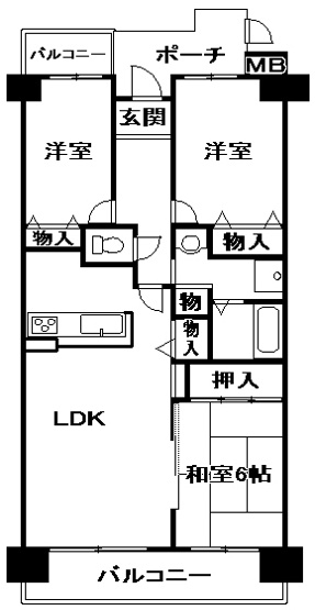 【間取り】 | サンディパークスⅠ番館