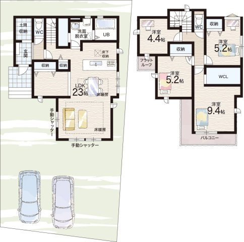 ■高槻市南平台　第2期　新築一戸建ての間取り|2号地