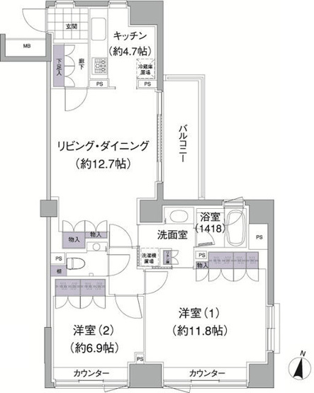 【間取り】 | アビティ目黒 | Hタイプ