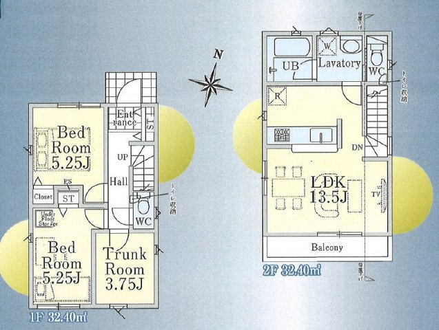 【間取り】 | 西東京市谷戸町１丁目　新築戸建て | 視線を気にせず寛げる、陽光あふれる2階LDKの心地よい空間