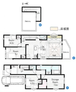 【間取り】 | 【仲介手数料無料！！】日野市日野　新築戸建て（全3棟）No3　5280万円