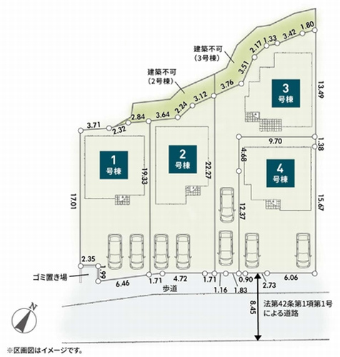 【区画図】 | 【仲介手数料０円】茅ヶ崎市第1芹沢　新築一戸建て　全4棟 | 茅ヶ崎市第1芹沢　新築一戸建て　全4棟