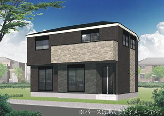 【外観パース】 | 【仲介手数料無料！！】川崎市麻生区王禅寺東4丁目　新築戸建て（全3棟）B号棟　5480万円 | 本パースは、イメージ図につき、風景、建物、植栽などについては施工後の現物との差異が生じます。
つきまして本パースによって生じたいかなる損害については一切責任を負いません。