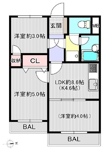 【間取り】 | セザール赤塚公園 | 北東・南西向きの開口部がありますので、陽当たり・通風良好です！