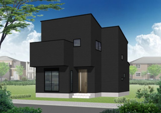 【外観パース】 | スタイリッシュな外観が目を引く、3LDK新築戸建て♪暮らしやすさとデザイン性を両立した住まいです！(完成予想図)
