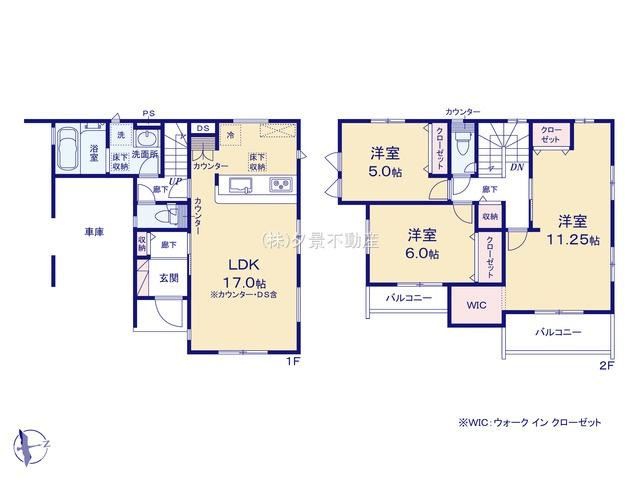 《仲介手数料無料》川越市仙波町４丁目25-51新築一戸建てブルーミングガーデンの間取り