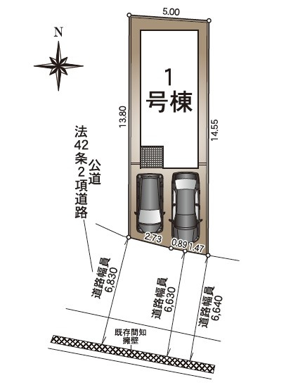 【軽ならP2台可】高知市中秦泉寺第1　新築一戸建の区画図|駐車2台可能です