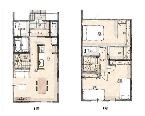 高知市福井町　新築一戸建ての間取り