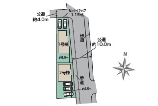 小田原市中曽根　新築戸建　全2棟1号棟の区画図