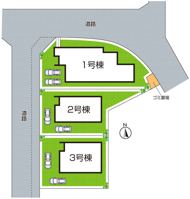 大和郡山市矢田山町　第2期　新築一戸建ての区画図|全3区画
