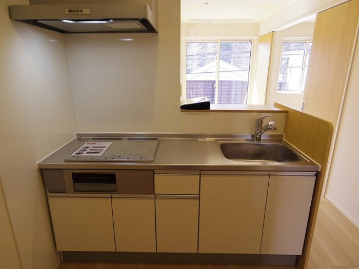 フローラ・ウィル Aのキッチン|対面式システムキッチン(3口IH,ｸﾞﾘﾙ付)