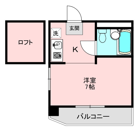 【間取り】 | 大倉山ハイツ | 広々洋室にロフト付き！