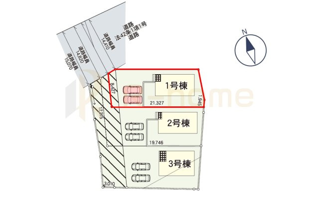 小美玉市羽刈第3　新築戸建て　1号棟の区画図|大きなお買い物だからこそ、メリット・デメリットを伝えさせて頂きます。
R-homeにお任せください♪