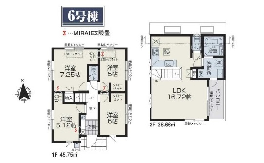 練馬区南田中1丁目 全6棟 6号棟の間取り|2階建て4LDK