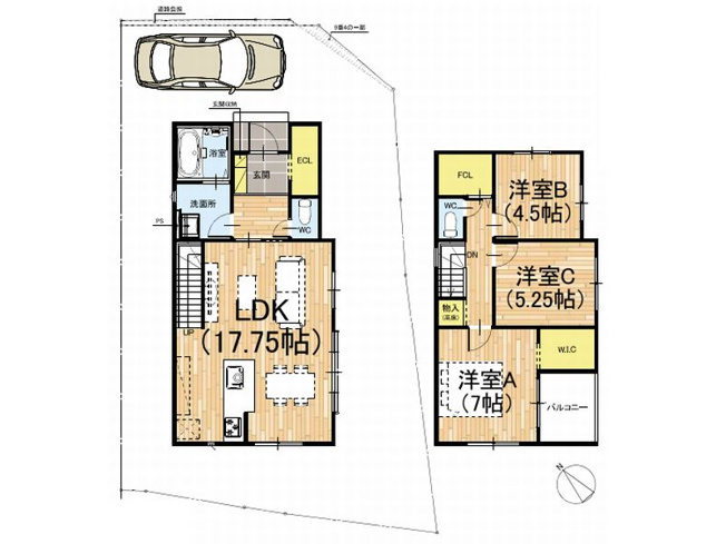 【間取り】 | 山科区御陵檀ノ後　新築戸建