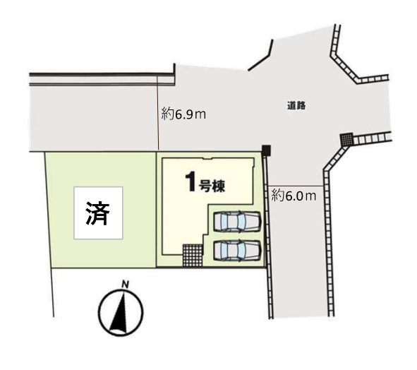 【区画図】 | 那珂川市恵子3丁目2期　1号棟（全2棟）【仲介手数料無料・0円】 | 区画図です。1号棟