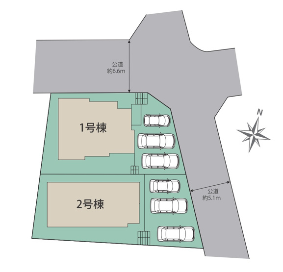 【区画図】 | 大野城市南ヶ丘5丁目　1号棟（全2棟）【仲介手数料無料・0円】 | 区画図です。1号棟