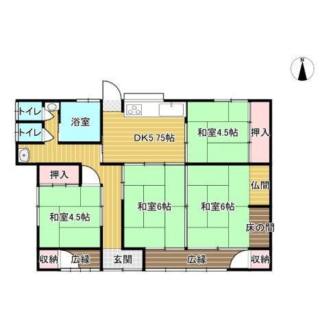 「ガレージと離れ付き平屋」香美市香北町永野　中古一戸建ての間取り|個室としても、つなげて大空間としても使える、自由度の高い和室です♪