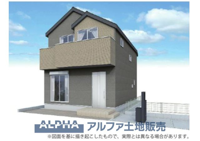 ~立川栄町2丁目新築4棟~ Newly built house　2号棟の外観パース|【House of the Sun】
◆明るい家◆太陽の温かな光がお家全体を照らす。そこには目を輝かせ笑顔で見つめてくれる君がいて、「ただいま」の言葉がこだまする。そんな君の瞳に恋している。