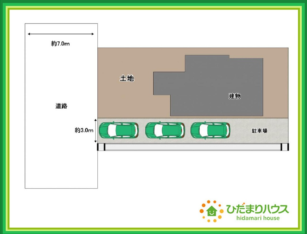 いわき市鹿島町米田字殿作　中古戸建の区画図|駐車3台以上可能で、急な来客時にも安心ですね☆彡