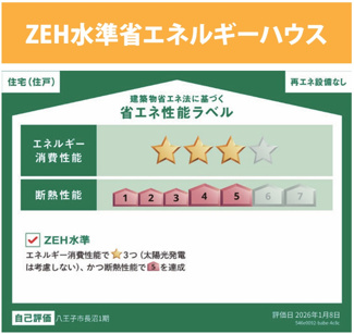 【省エネ性能ラベル】 | 【仲介手数料無料！！】八王子市長沼町　新築戸建て（全1棟）1号棟　5590万円