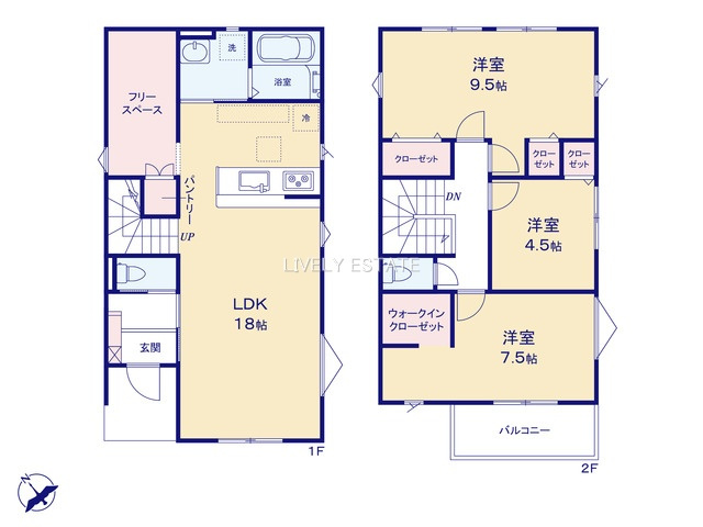 越谷市大字下間久里 新築分譲住宅の間取り