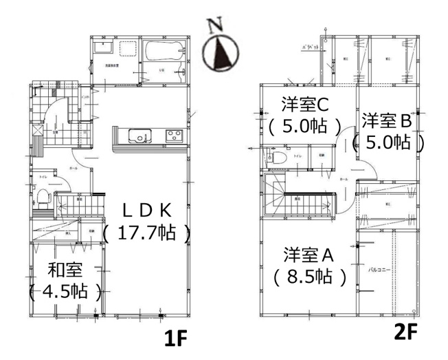 【間取り】 | 春日市弥生2丁目1期2期　4号棟（全6区画）【仲介手数料無料・0円】 | 平日、土日祝日もお好きな日時にご見学可能です。お気軽にお問合せ下さい。